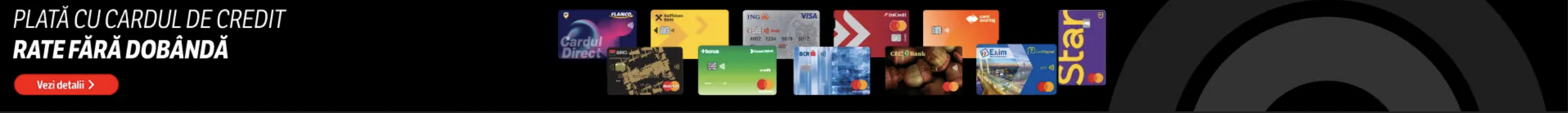 Plată cu Cardul de Credit - Rate fără Dobândă